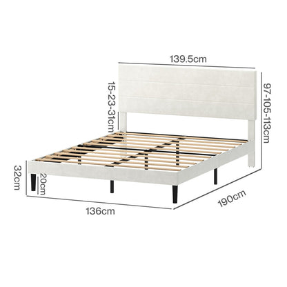 Double Bed Frame Upholstered Headboard 190x139.5x113cm
