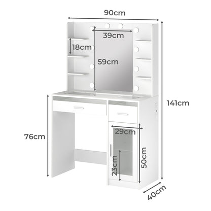 Vanity Desk Makeup Storage Table 90x40x141cm