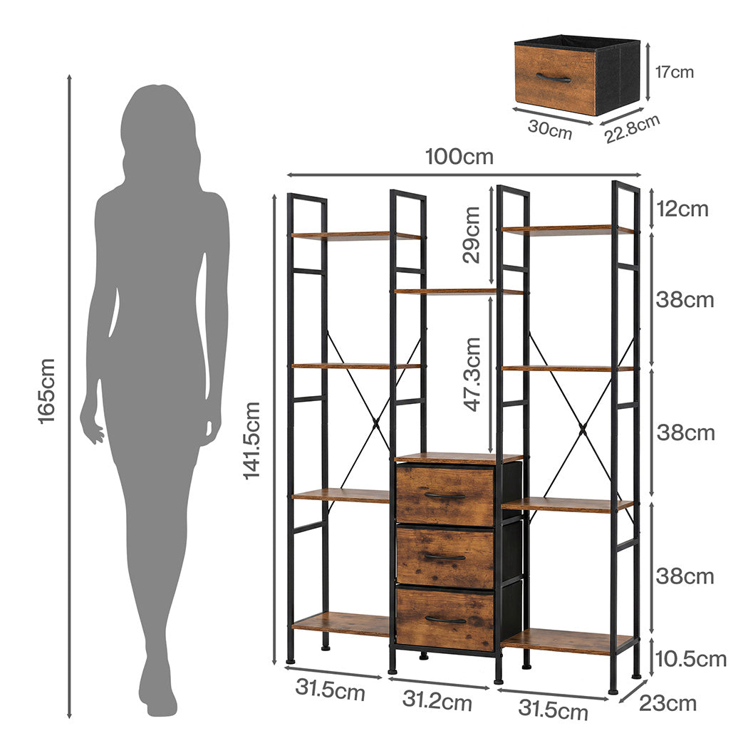 Bookshelf Storage Black 100x23x141.5cm