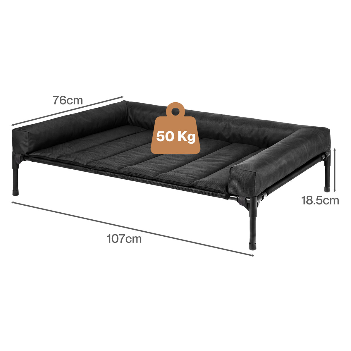 Large Dog Bed Breathable Bolster 107x76x18.5cm