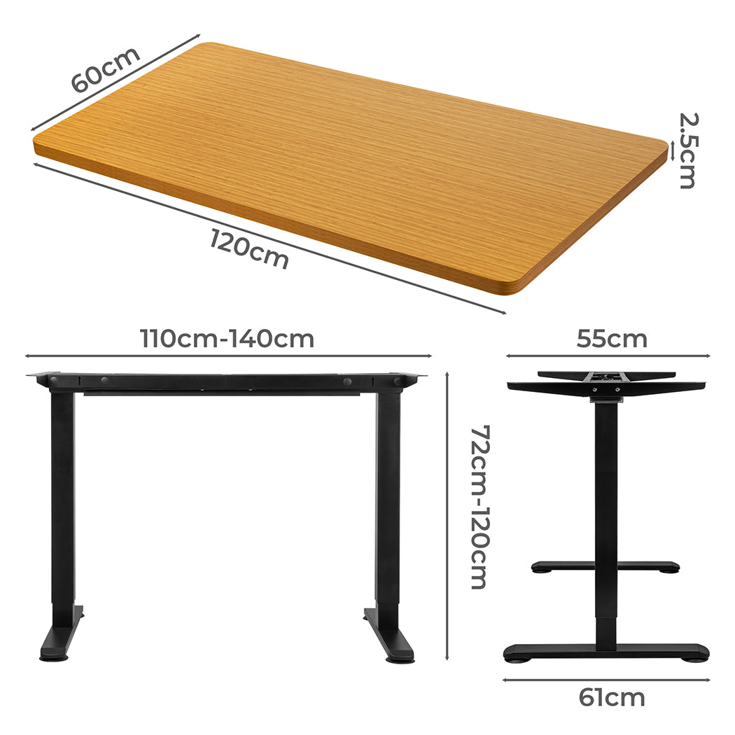 Contemporary Motorised Standing Desk Adjustable 120cm Natural 800x