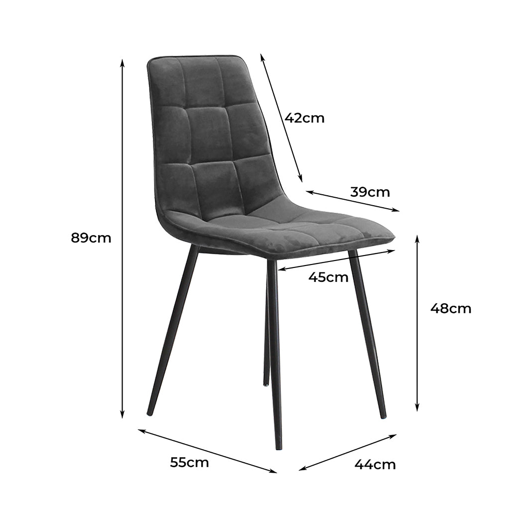 Luxury 8x Dining Chairs Kitchen Velvet Grey  Durable Frame Classic