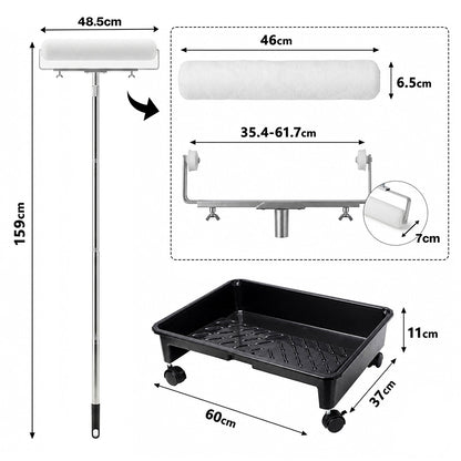 Paint Roller Set Extendable Pole Kit 60x37x11cm