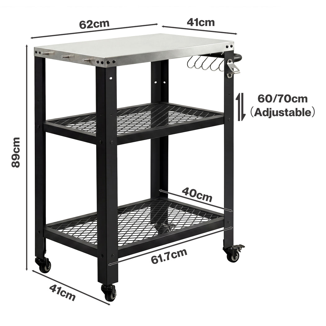 Outdoor Kitchen Cart BBQ Trolley Stainless Steel | HomeAndLiving