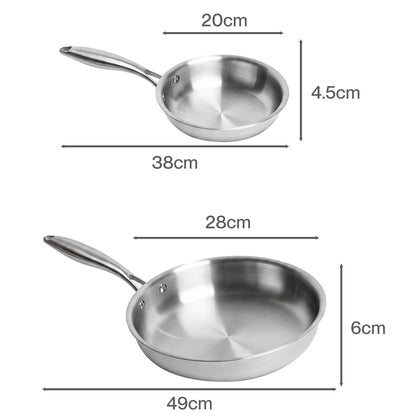 Stainless Steel Frying Pan Set Tri Ply 49x28x6cm