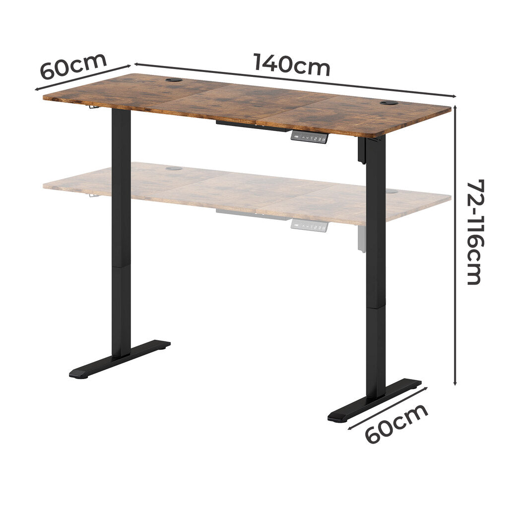 Electric Standing Desk Adjustable Height 140x60x72cm
