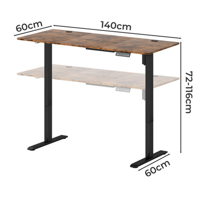 Electric Standing Desk Adjustable Height 140x60x72cm