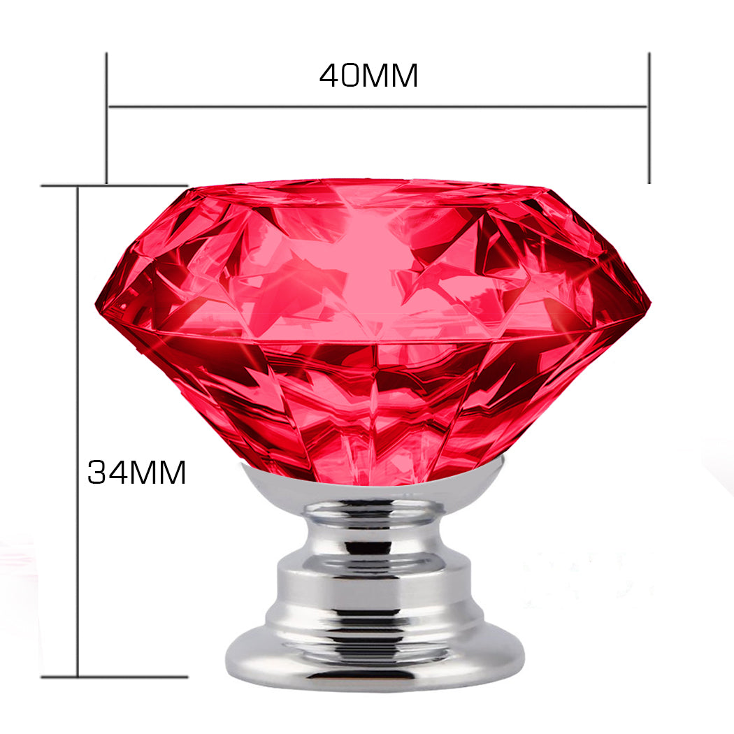 16 Pcs Red Crystal Knobs Diamond 40mm Large Red