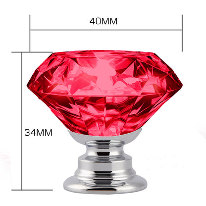 16 Pcs Red Crystal Knobs Diamond 40mm Large Red
