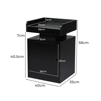 Black bedside table 34x33x33cm, detail