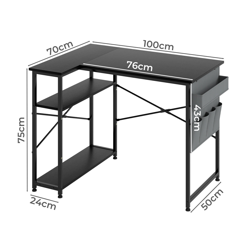 L-Shaped Gaming Desk Corner Table 100x70x75cm