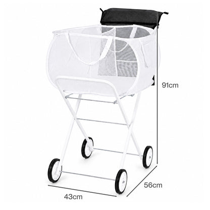 Laundry Trolley With Wheels Foldable 56x43x91cm
