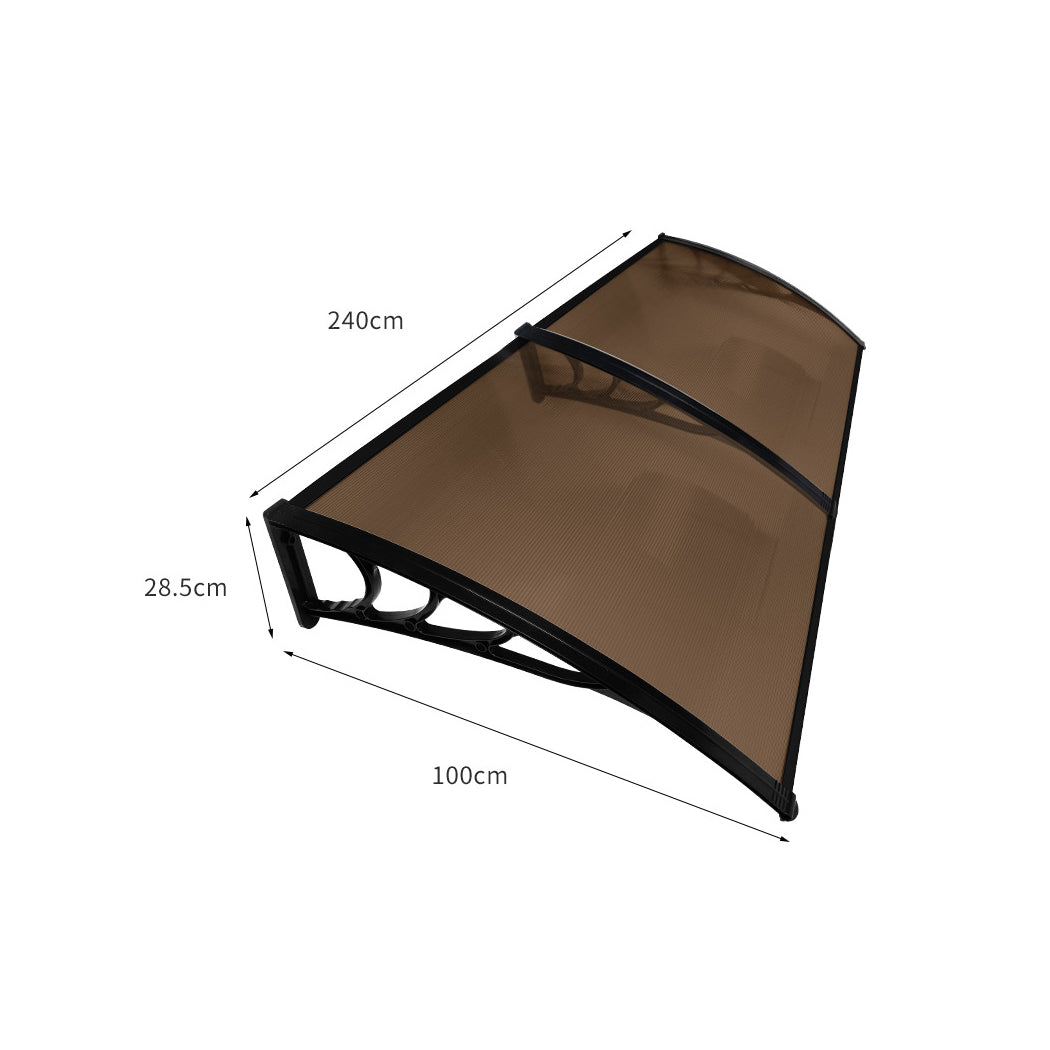 Window Door Awning Outdoor 1M X 2.4M Brown 1x2.4M