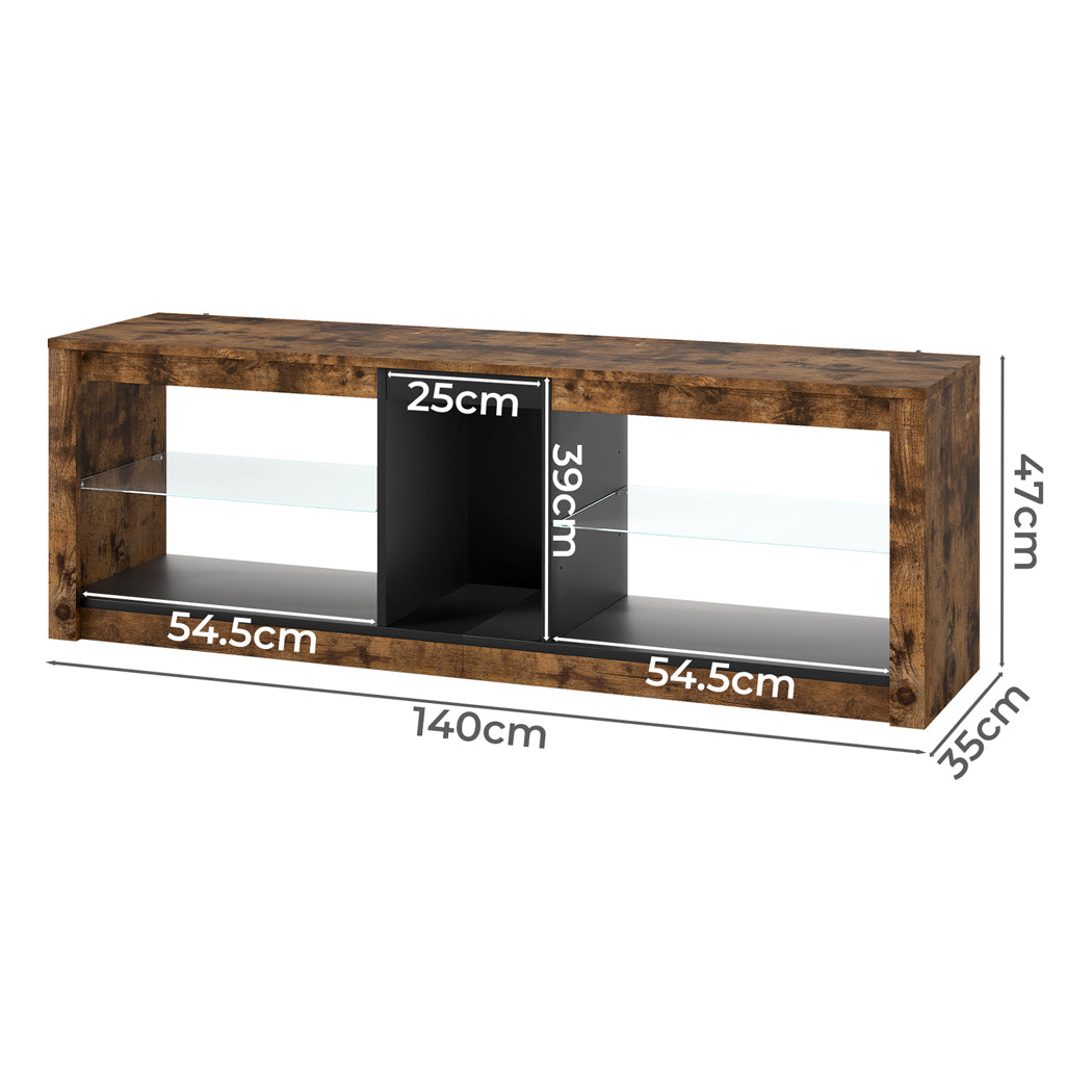 Tv Stand Glass Cabinet Oak 140x35x47cm