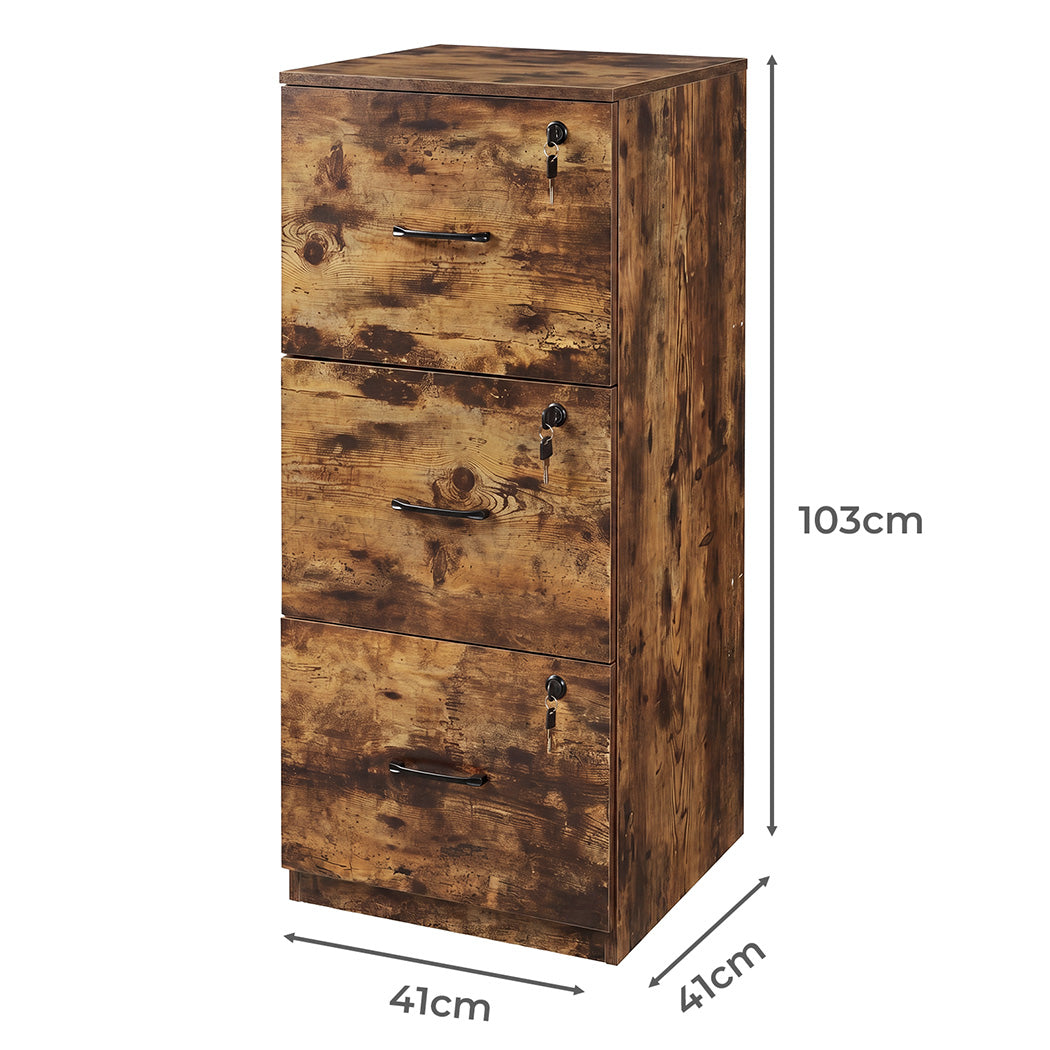 Levede File Cabinet Document Organiser  3 Lockable Drawers Vertical Cabinet