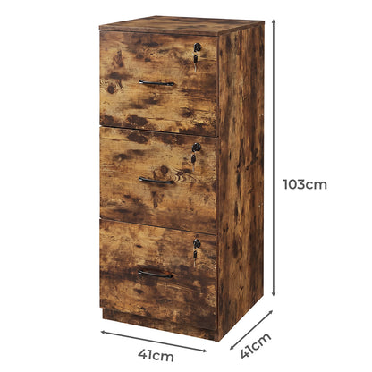 Levede File Cabinet Document Organiser  3 Lockable Drawers Vertical Cabinet
