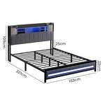 Luxury Queen Bed Frame with Storage Headboard RGB LED  Adjustable