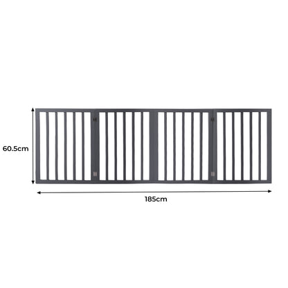 Wooden Pet Gate Dog Fence Foldable Barrier Door 4 Panel White/Grey