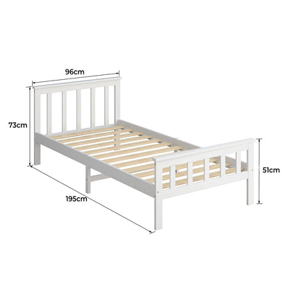 Single Size Bed Frame Wooden White