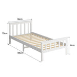 Single Size Bed Frame Wooden White