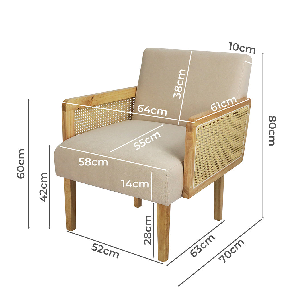 Functional Rattan Lounge Armchair  Soft Cushion Classic Durable
