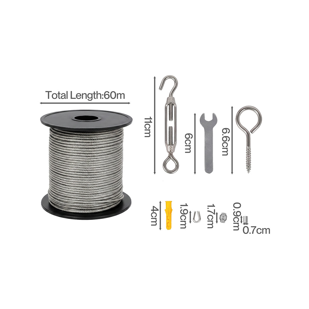Stainless Steel Wire Rope Kit 60M 7x7cm