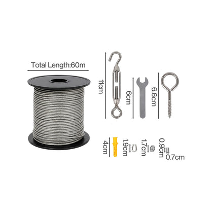Stainless Steel Wire Rope Kit 60M 7x7cm