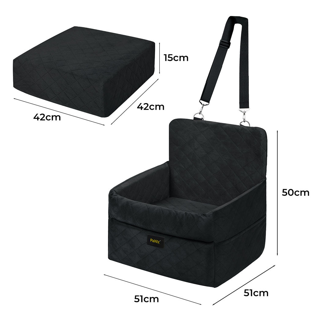 Pet Car Seat Booster Velvet Travel Bed 51x51x50cm