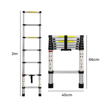 Multipurpose Ladder Telescopic 2M Silver