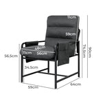 Functional Metal Framed Lounge Chair Linen in Dark Grey  Scandi