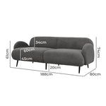 Modern Cloud Sofa 3 Seater Sherpa Fleece Beige Space-Saving Design