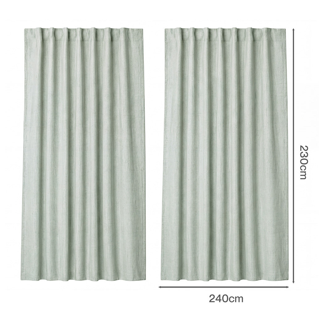 Marlow 2 Panels Blackout Curtains Linen Look Curtain Draperies Window Green