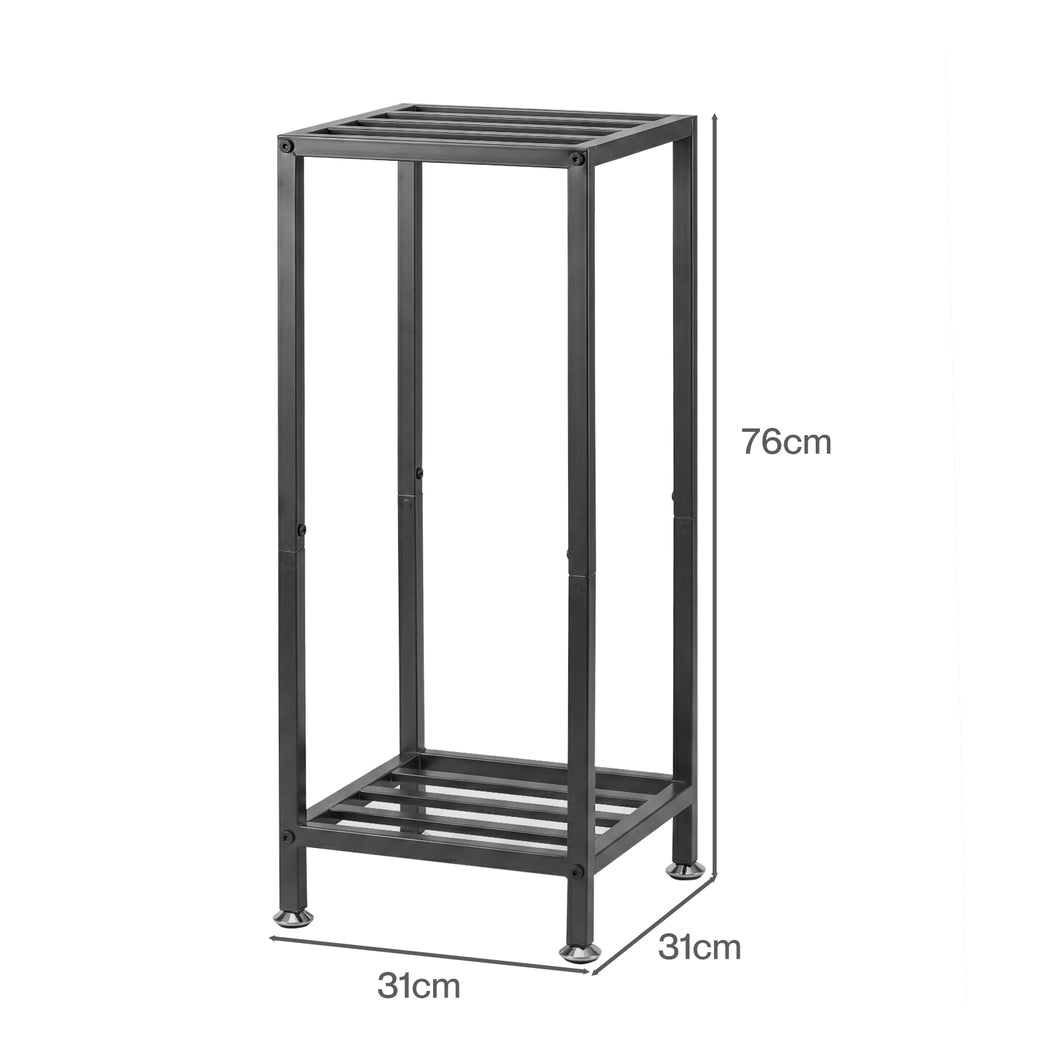 Levede Metal Plant Stand 76cm Tall 2 Tier Indoor Corner Shelf Black Display Rack