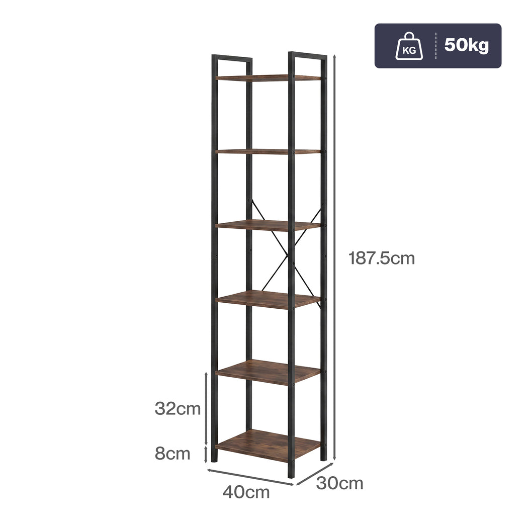 Levede 6 Tier Bookshelf Tall Bookcase Storage Shelf Display Rack Living Room
