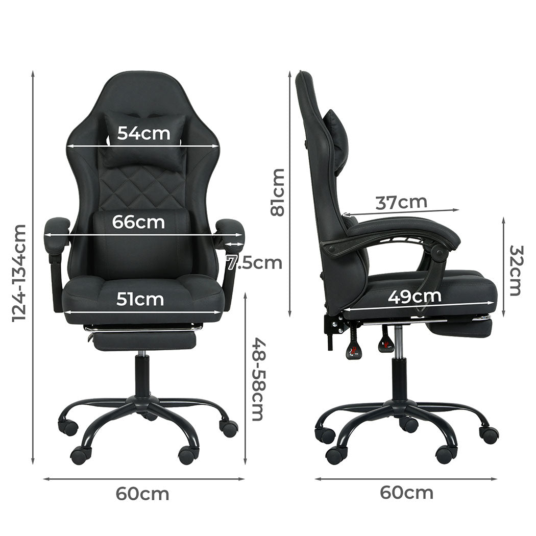 High Back Office Chair Grey Fabric 60x60x124cm