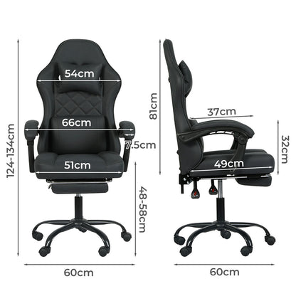High Back Office Chair Grey Fabric 60x60x124cm