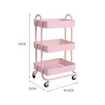 3 Tiers Kitchen Trolley Cart Pink