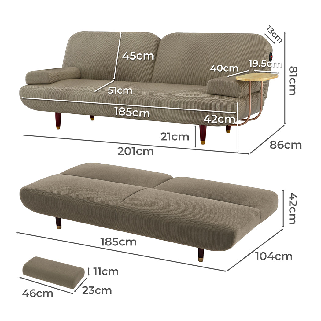 Luxury CONVERTIBLE SOFABED WITH USB CHARGE AND SIDE TABLE  Premium