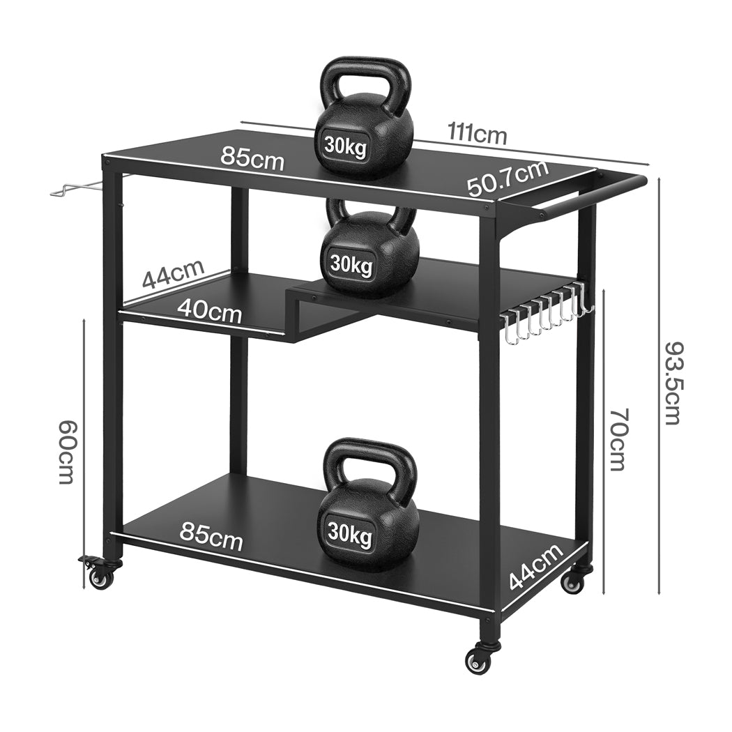 Outdoor BBQ Kitchen Cart 3 Tier Trolley | HomeAndLiving