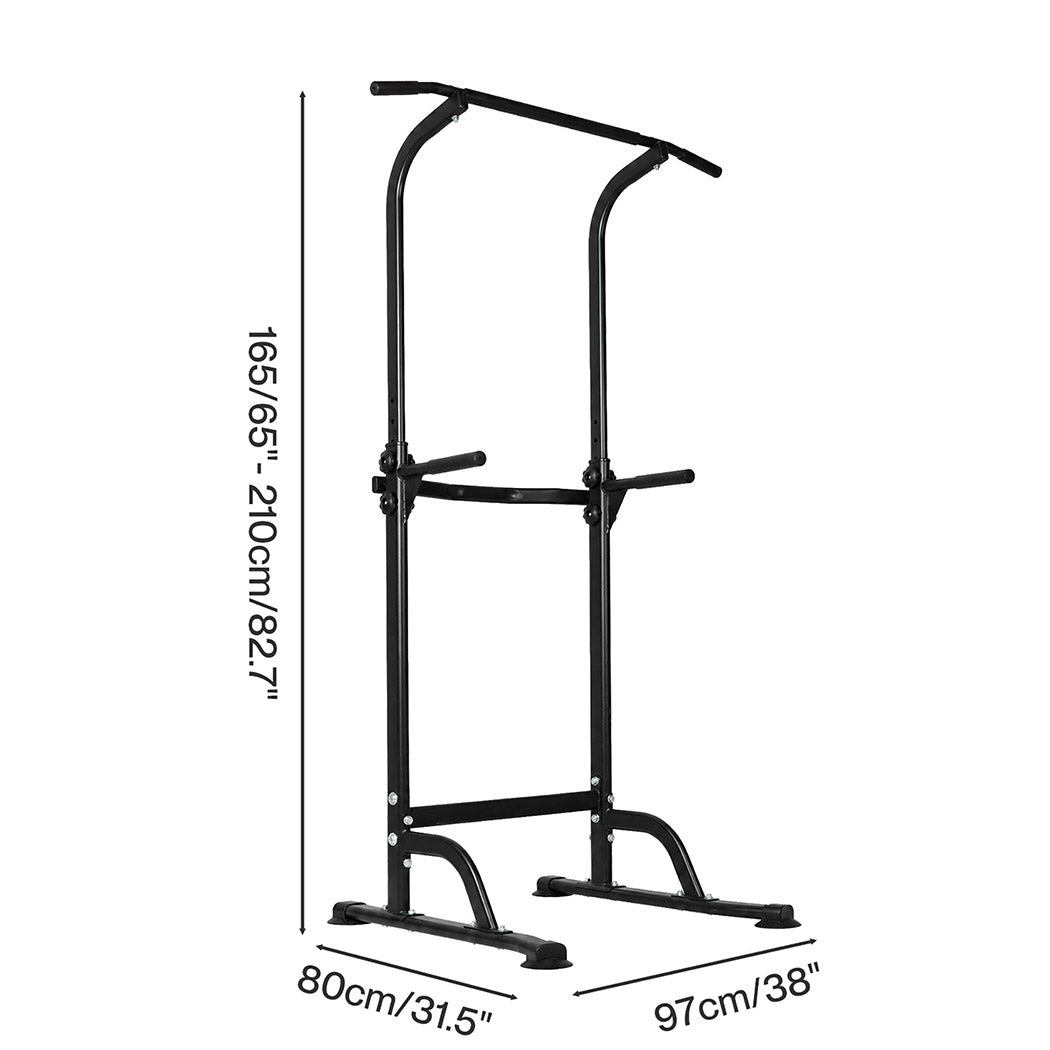 Centra Power Tower Pull Up Bar Dip Station Adjustable Home Gym 150kg Black