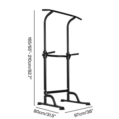 Centra Power Tower Pull Up Bar Dip Station Adjustable Home Gym 150kg Black