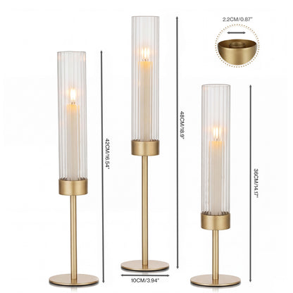 Gold Candle Holder Set 10x10x36cm