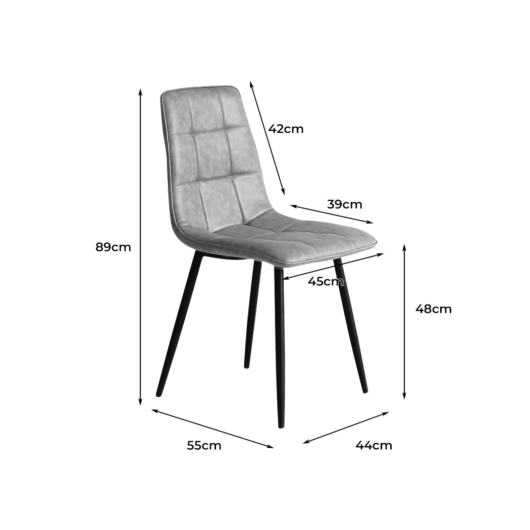 Ergonomic 4x Dining Chairs Kitchen Chair Grey Faux Leather  Easy