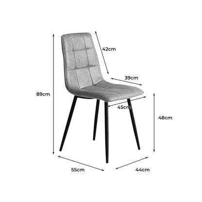 Ergonomic 4x Dining Chairs Kitchen Chair Grey Faux Leather  Easy