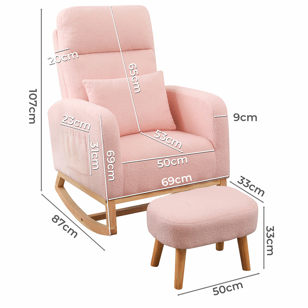 Luxury Rocking Chair Ottoman Footrest With Side Pocket  Comfortable