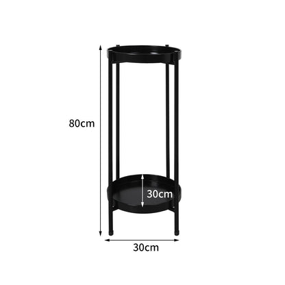 2 Tier Plant Stand Outdoor Indoor Black Large