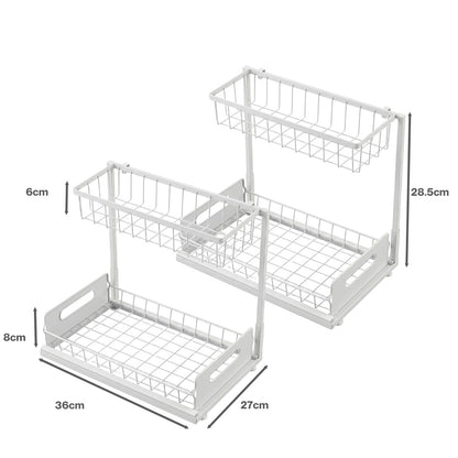 Under Sink Storage Rack 2-Tier Cabinet Organiser | HomeAndLi - 4