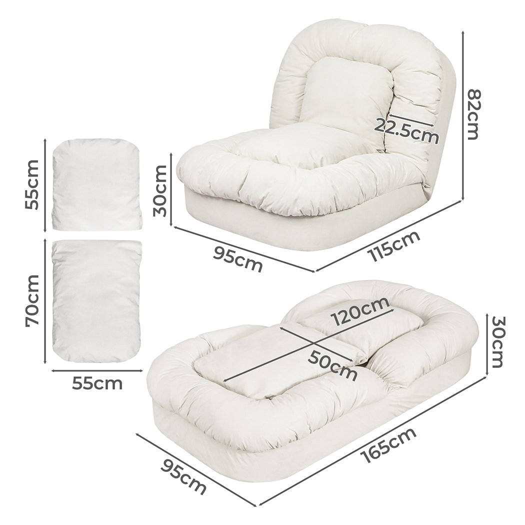 Cozy Convertible Lounge Floor Sofa Bed  Wood Finish Classic