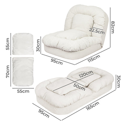 Cozy Convertible Lounge Floor Sofa Bed  Wood Finish Classic