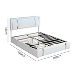 Minimalist Double Bed Frame With Adjustable Headboard White